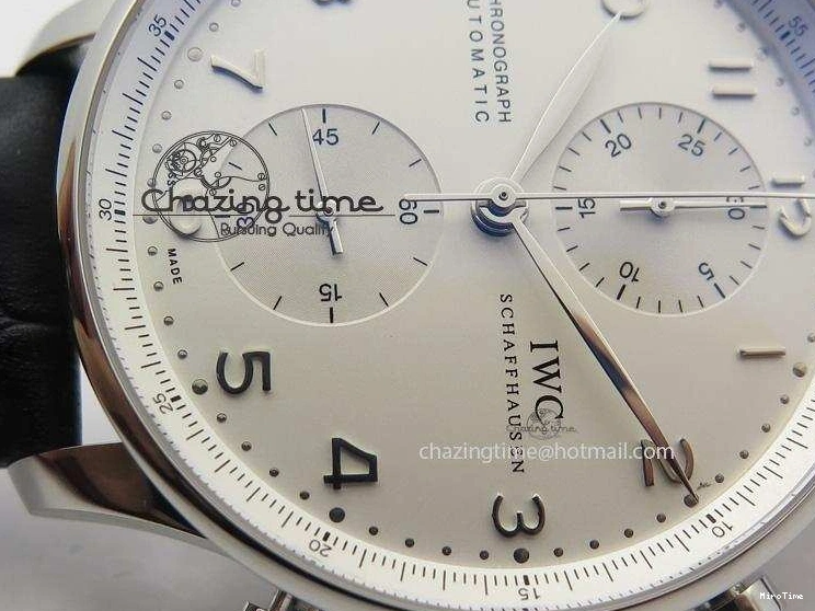 MIROTIME 0401 Casual Portuguese IW371405 ZF 1:1 Best Edition SS White Dial Silver Markers On Black Leather Strap A 7305